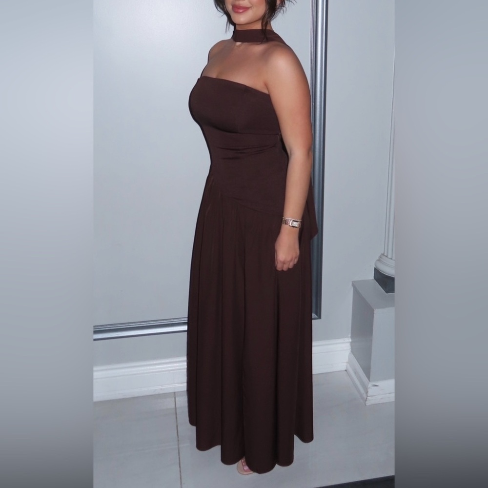 Strapless Brown Evening Dress